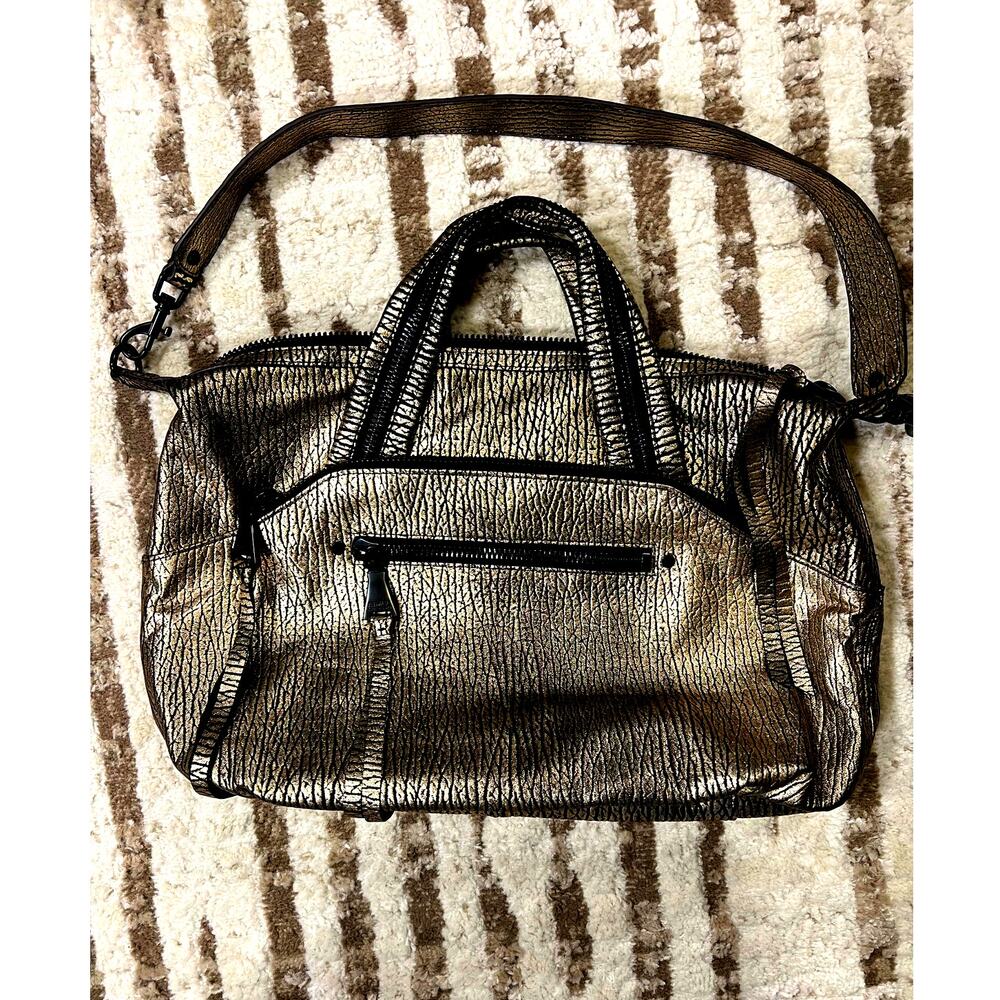 Aimee Kestenberg Leather Shoulder Bag Rose Gold/Black 2 Handles Or Strap A384377 - Picture 3 of 12